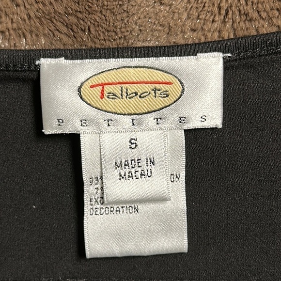 TALBOTS Faux Camisole Under Knotted Spandex Shirt Black Sz SP - Picture 4 of 7